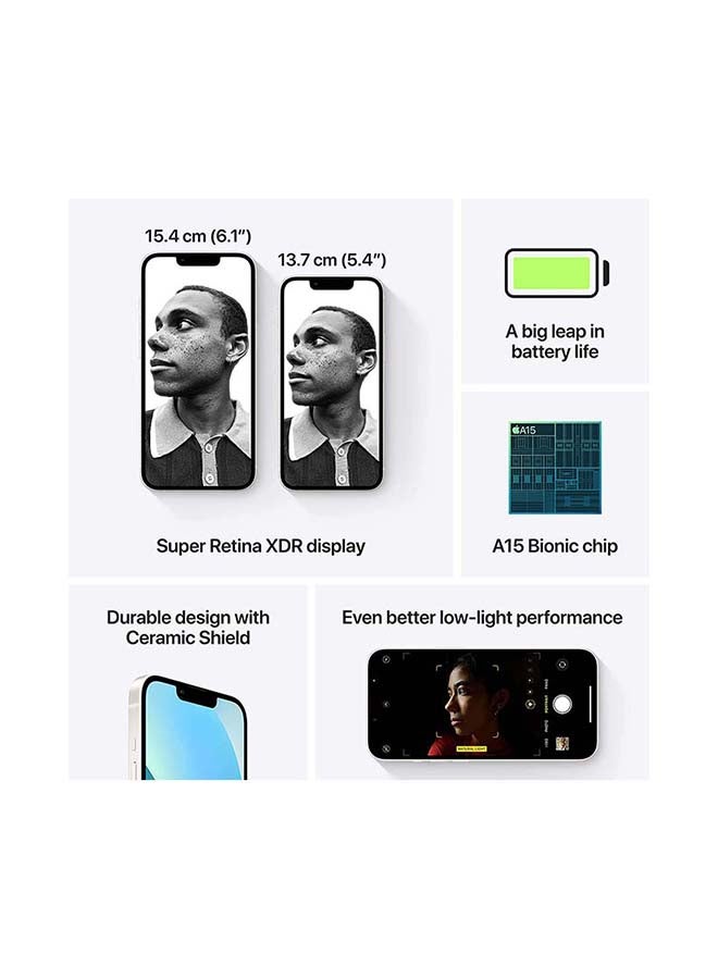 ابل  هاتف آيفون 13 بذاكرة داخلية 128 جيجابايت وتقنية 5G مع تطبيق فيس تايم بلون ستارلايت - إصدار الإمارات العربية المتحدة - Image 5