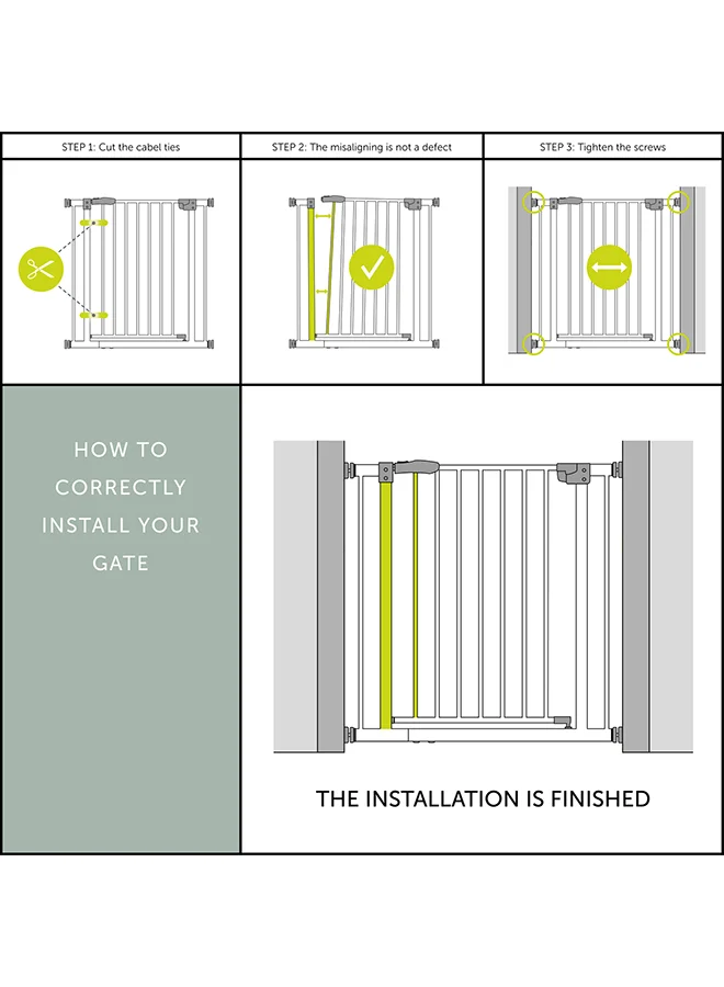 hauck Safety Gate For Doors And Stairs Clear Step, Pressure Fit, 75 - 80 Cm Large, Thin Step Over Bar, No Drilling Needed, Extendable With Separate Extensions Metal - White