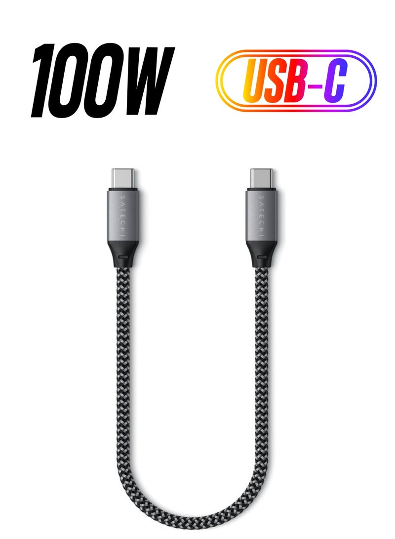 SATECHI USB-C To USB-C Short Cable 25cm Grey - Image 1