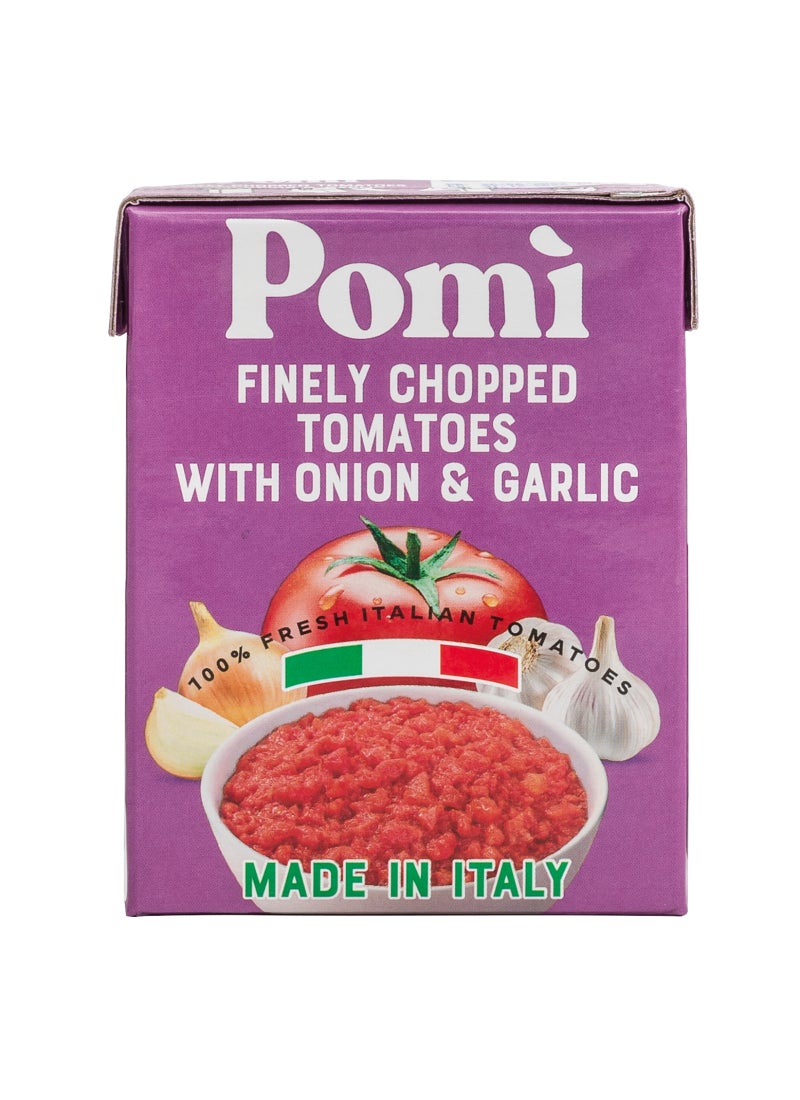 Pomi Finely Chopped Tomatoes With Onion And Garlic 390grams Single - Image 1