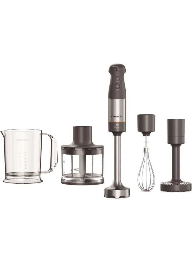 KENWOOD Hand Blender, Stainless Steel Wand, Triblade XL Blending Wand, Chopper, Metal Whisk, HBM60.307GY