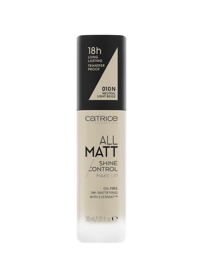 Catrice - All Matt Shine Control Make Up 010 N Neutral Light Beige - Image 1