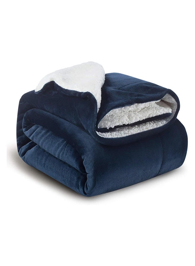 Fabienne - Reversible Soft Sherpa Bed Blanket Fleece Navy Blue 220x240cm - Image 1