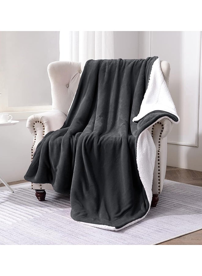 Fabienne Reversible Soft Sherpa Bed Blanket Fleece Dark Grey 220x240cm  - Image 2