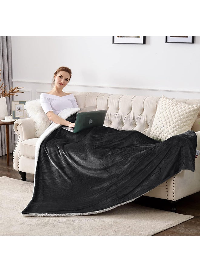 Fabienne Reversible Soft Sherpa Bed Blanket Fleece Dark Grey 220x240cm  - Image 3