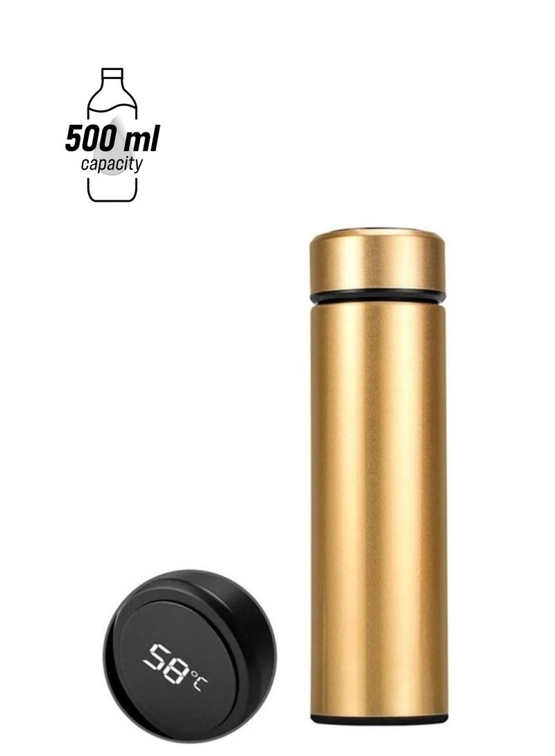 XiuWoo LED Smart Temperature Display Vacuum Thermal Bottle Gold - Image 1