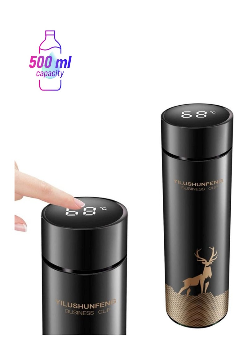 XiuWoo Stainless Steel LED Smart Temperature Display Vacuum Thermo Bottle Multicolour 500ml - Image 1