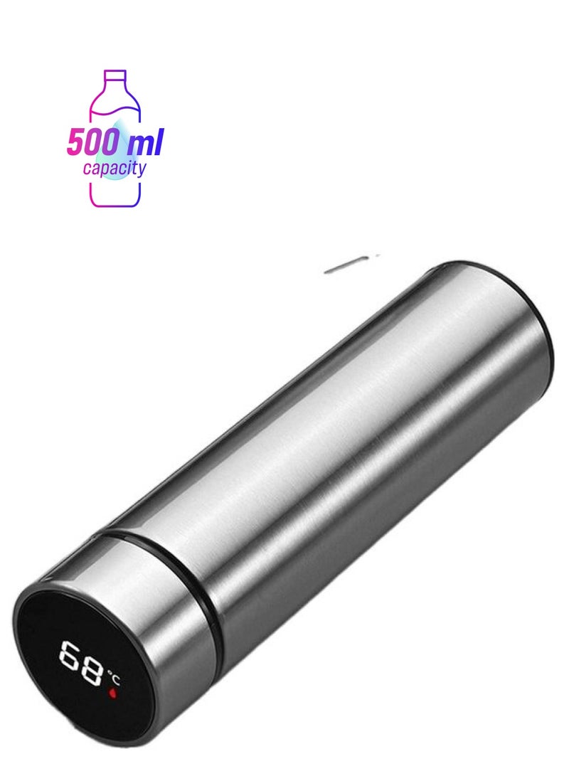 XiuWoo LED Smart Temperature Display Vacuum Thermal Bottle Silver - Image 1