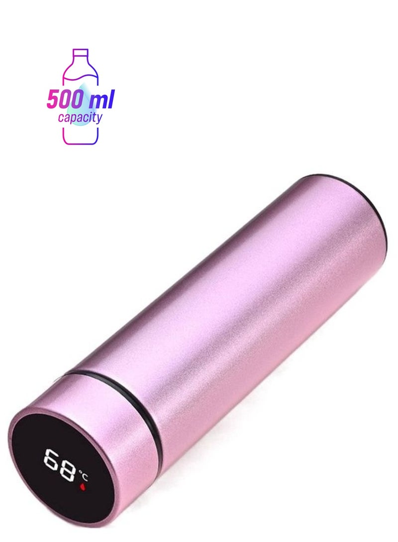 XiuWoo LED Smart Temperature Display Vacuum Thermal Bottle Pink - Image 1