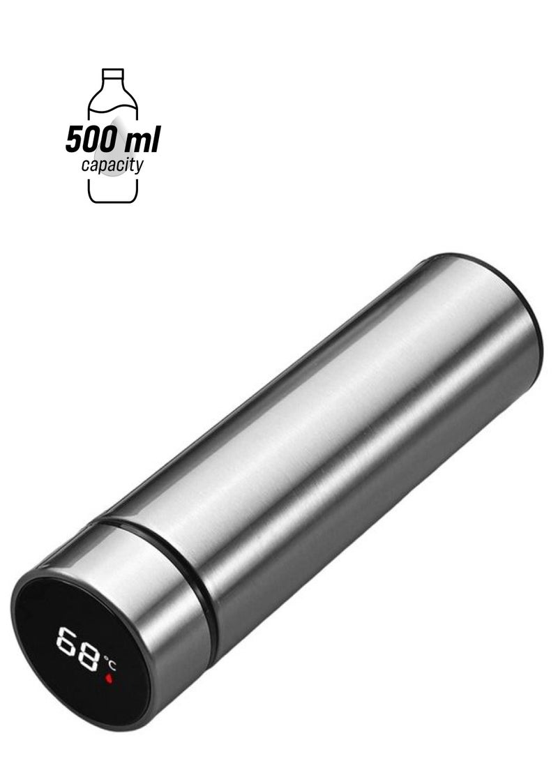 XiuWoo LED Smart Temperature Display Vacuum Thermal Bottle Silver - Image 1