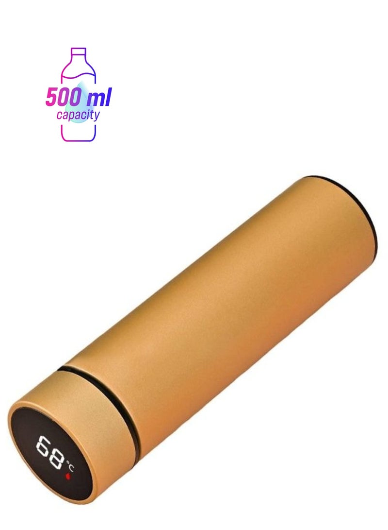 XiuWoo LED Smart Temperature Display Vacuum Thermal Bottle Gold - Image 1