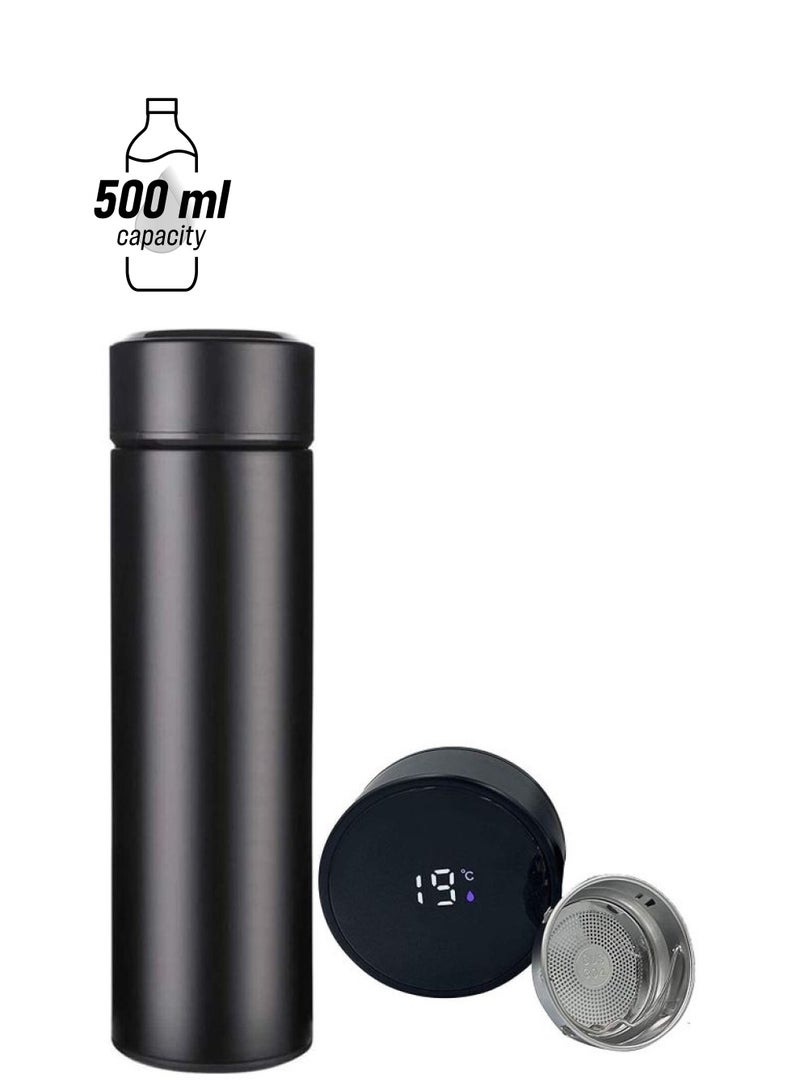 XiuWoo Stainless Steel Vacuum Water Bottle with Smart LCD Touch Screen Black - Image 1