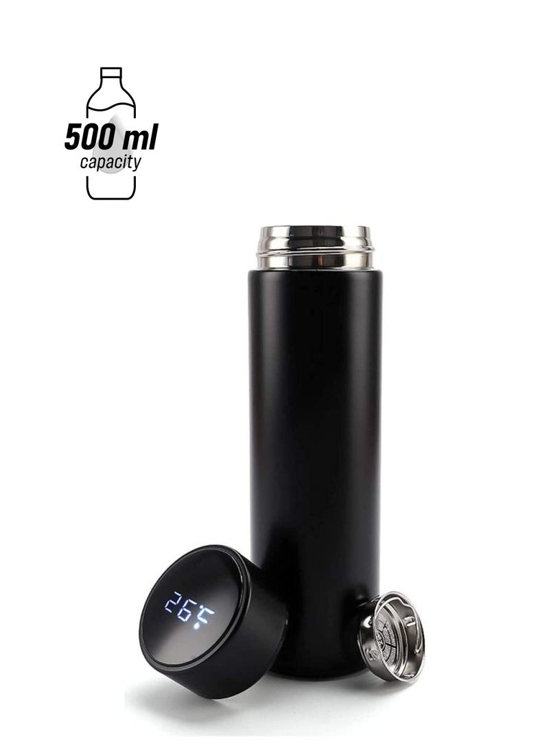 XiuWoo Stainless Steel Vacuum Water Bottle with Smart LCD Touch Screen Black - Image 1