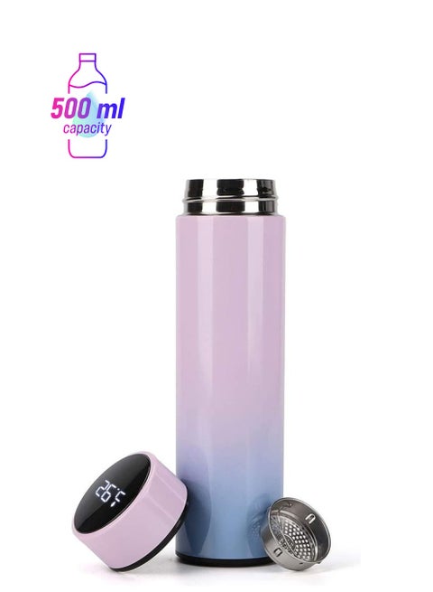Stainless Steel Vacuum Water Bottle with Smart LCD Touch Screen Pink/Blue
