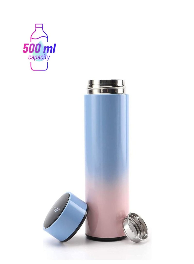 XiuWoo Stainless Steel LED Smart Temperature Display Vacuum Thermo Bottle Multicolour 500ml - Image 1