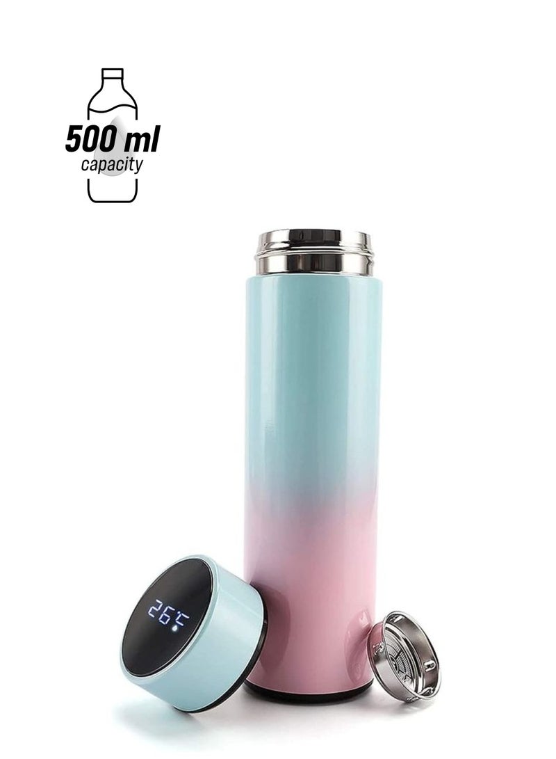 XiuWoo Stainless Steel LED Smart Temperature Display Vacuum Thermo Bottle Multicolour 500ml - Image 1