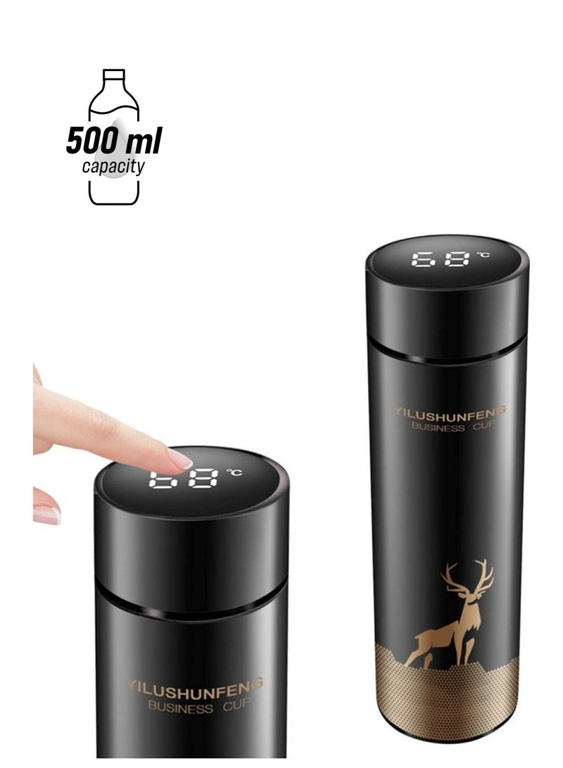 شو وو زجاجة حرارية مفرغة من الاستانلس ستيل بشاشة LED ذكية تعرض درجة الحرارة متعدد الألوان 500ملليلتر - Image 1