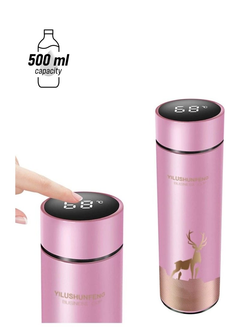XiuWoo Stainless Steel LED Smart Temperature Display Vacuum Thermo Bottle Multicolour 500ml - Image 1