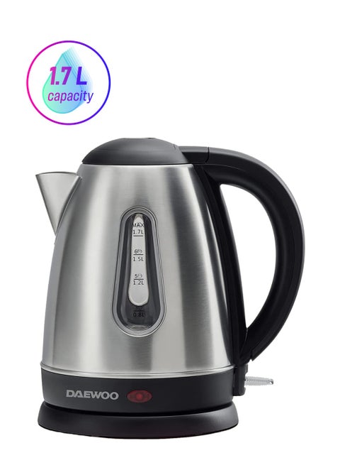 Electric Kettle With Stainless Steel Body 1.7 Liters 1850W Korean Technology 1.7 L 2200 W DEK1588 Silver
