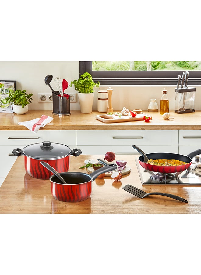 تيفال TEFAL مقلاة | G6 Tempo Flame 36 سم Tawa Pan | غير لاصق مع مؤشر Thermo Spot | أحمر | ألومنيوم | ضمان لمدة سنتين | C3041883 أسود/ أحمر 36 cmسم  - Image 5