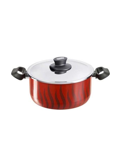 Non-Stick G6 Tempo Flame Sautepan With Lid Red with flame design 26cm