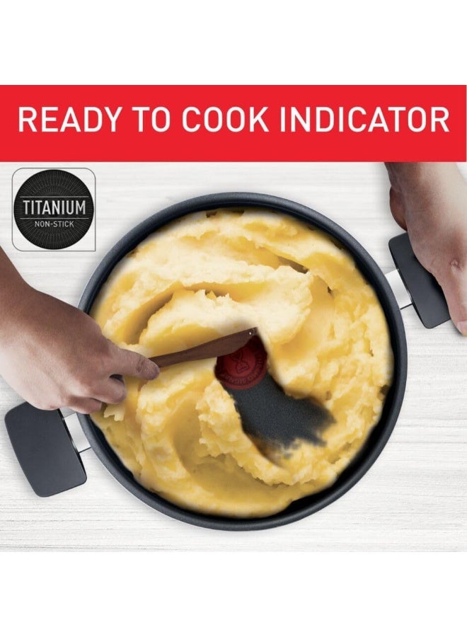 TEFAL Cooking Pot | Tempo Flame 28 cm Non Stick Casserole With Lid | Red | Aluminium | 2 Years Warranty | C3045385 Red Deep shapecm