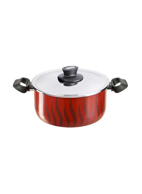 Non-Stick G6 Tempo Flame Dutch Oven With Lid Red with flame design Deep shapecm