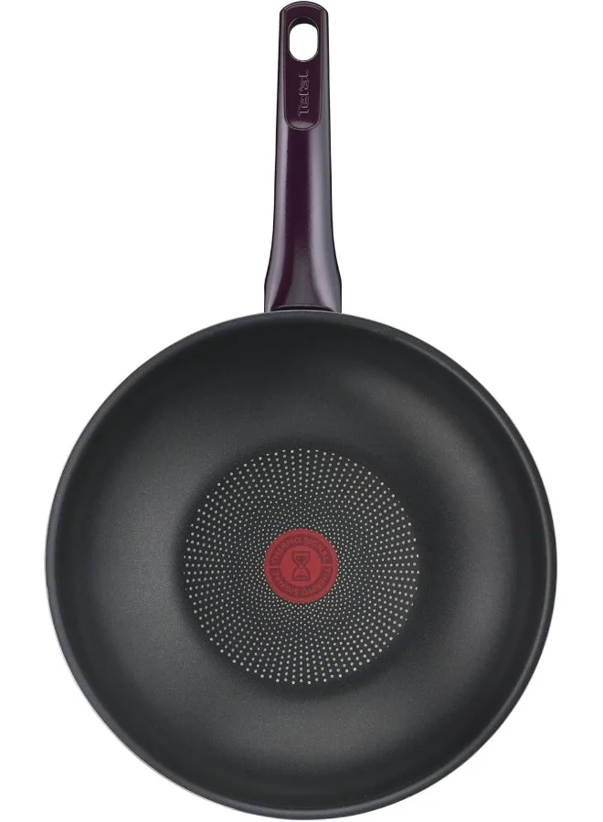 تيفال TEFAL مقلاة ووك | Resist Intense 28 سم مقلاة ووك غير لاصقة مع Thermo Spot | مقاومة للهب | شكل مثالي | تنظيف سهل | آمنة | خمري | ضمان لمدة سنتين | D5221983