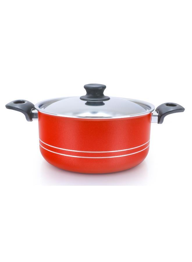 TRUEVAL - Trueval 10 Piece Pot Set Pot Size 16-18-20-26 Frying Pan 20-24 Color Red Red Pot 16-18-20-26 - Frying Pan 20-24cm - Image 1