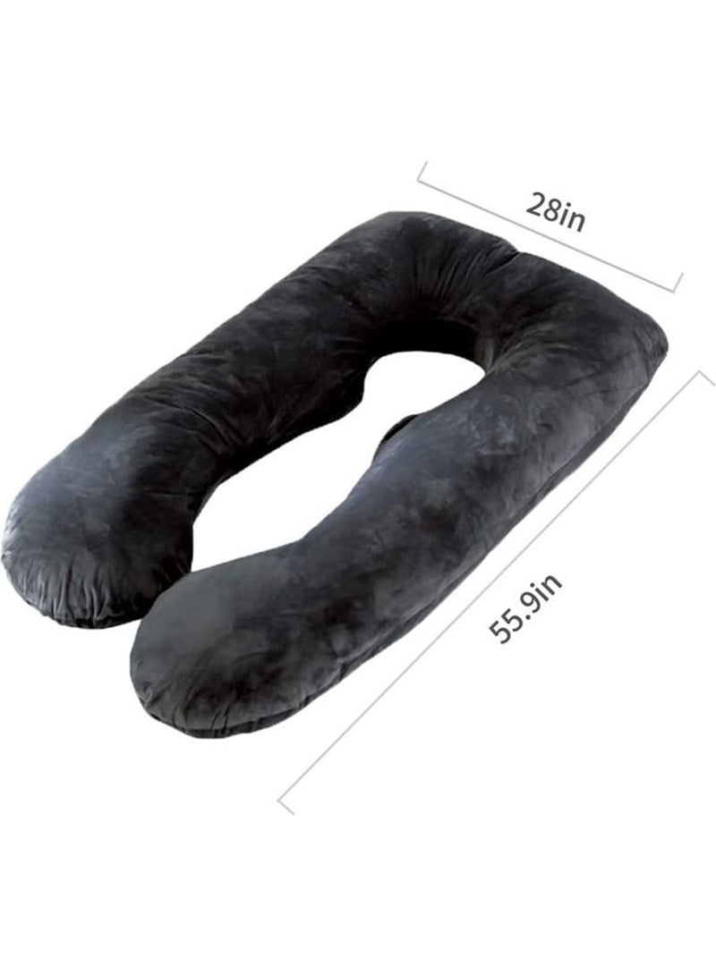 Blueberry U Shaped Maternity Pillow With Removable Velvet Cover Cotton Grey 55.9x28inch  - Image 2