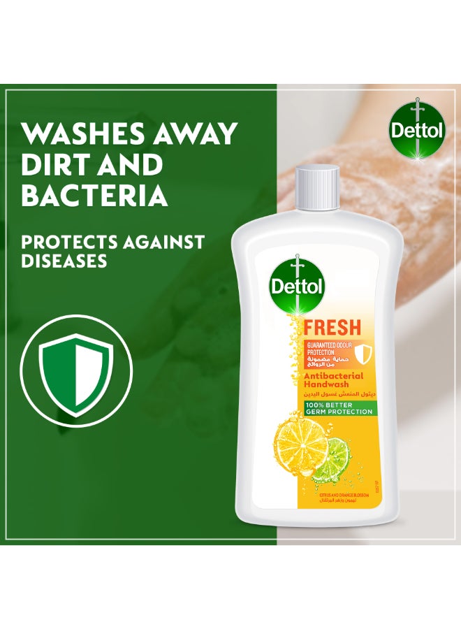 Dettol Fresh Citrus And Orange Blossom Fragrance Handwash 1L Pack of 3Liters - Image 4