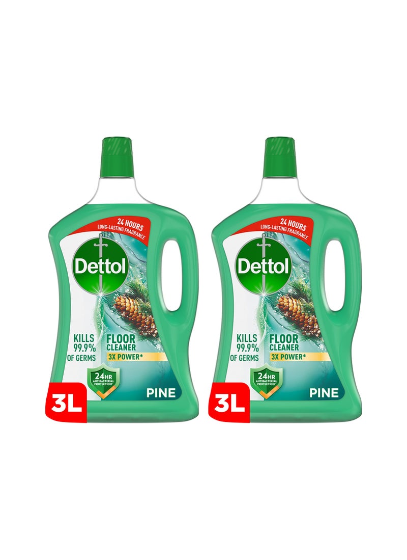 ديتول مجموعة منظفات قوية مضادة للبكتيريا للأرضيات برائحة الصنوبر، مكونة من قطعتين 3لترات - Image 1