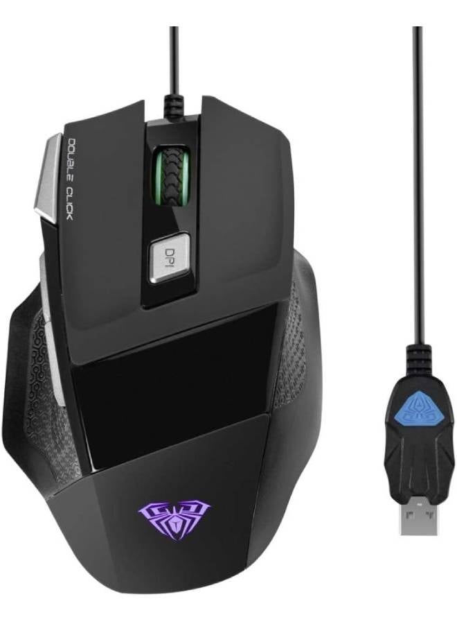 AULA - S12 Gaming Mouse up to 4800 DPI with 7 Customized Marco Keys Breath Lighting for Cumputer PC Laptop - Image 1