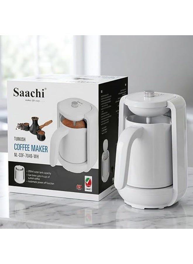 Saachi Turkish Coffee Maker NL-COF-7049-WH, Automatic Electric Turkish Coffee Machine, 4 Cups, 250ml, Anti-Overflow, Auto Shut Off, Tea Maker 250 ml 480 W NL-COF-7049-WH White - Image 2