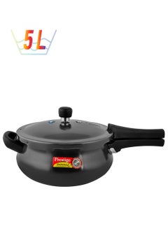Prestige Deluxe Plus Hard Anodised Aluminium Pressure Cooker | With Lid |Curved Design|User Friendly Handles Black 5Liters  - Image 1