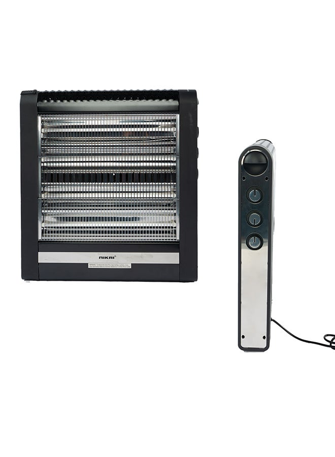 NIKAI - Electric Heater, 4 Quartz Heating Elements, Tip-Over Safety Switch, Easy To Handle 2400 W NQH300FH Black - Image 1
