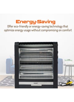 NIKAI Electric Heater, 4 Quartz Heating Elements, Tip-Over Safety Switch, Easy To Handle 2400 W NQH300FH Black  - Image 5