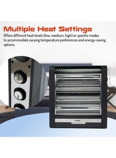 NIKAI Electric Heater, 4 Quartz Heating Elements, Tip-Over Safety Switch, Easy To Handle 2400 W NQH300FH Black  - Image 3