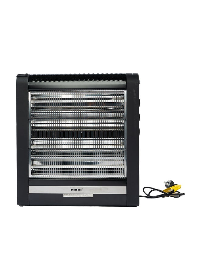 NIKAI - Electric Heater, 4 Quartz Heating Elements, Tip-Over Safety Switch, Easy To Handle 2400 W NQH300FH Black - Image 1