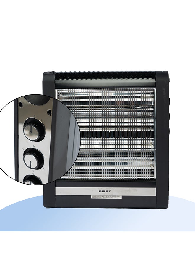 NIKAI - Electric Heater, 4 Quartz Heating Elements, Tip-Over Safety Switch, Easy To Handle 2400 W NQH300FH Black - Image 1