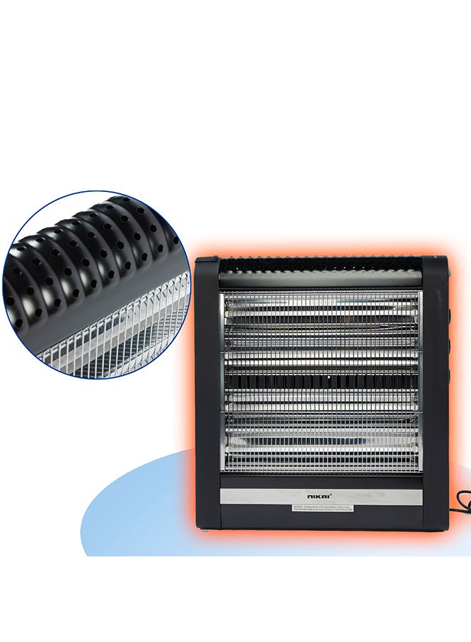 NIKAI - Electric Heater, 4 Quartz Heating Elements, Tip-Over Safety Switch, Easy To Handle 2400 W NQH300FH Black - Image 1