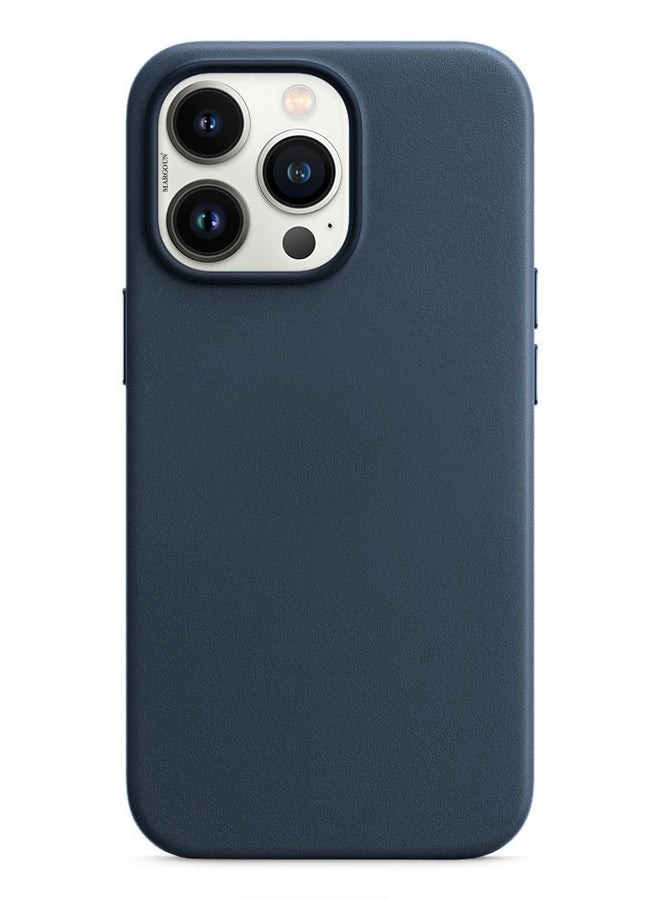 MARGOUN - Artificial Leather Protective Case Cover For iPhone 13 Pro Max Blue - Image 1