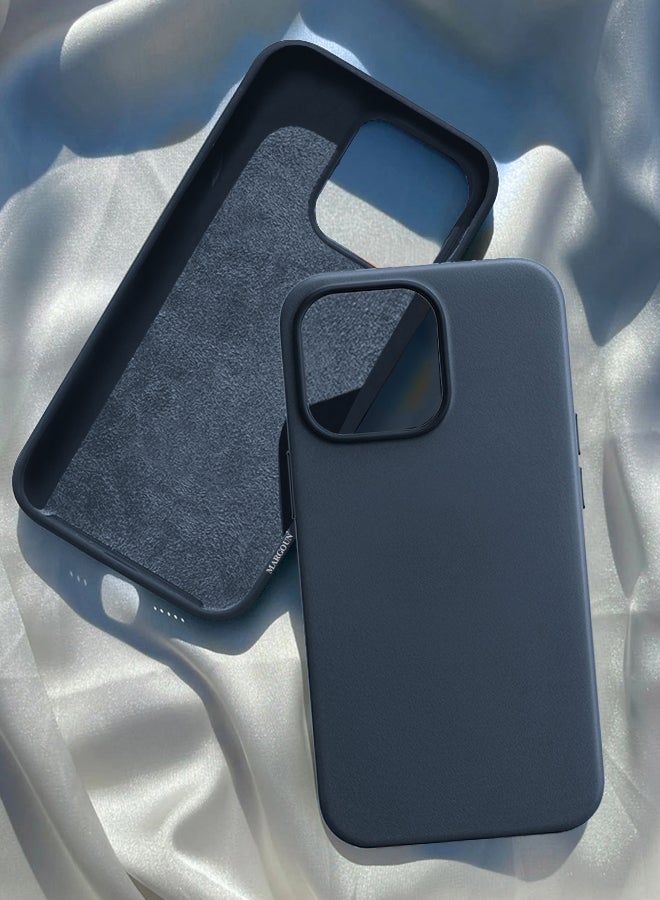 MARGOUN - Artificial Leather Protective Case Cover For iPhone 13 Pro Max Blue - Image 1