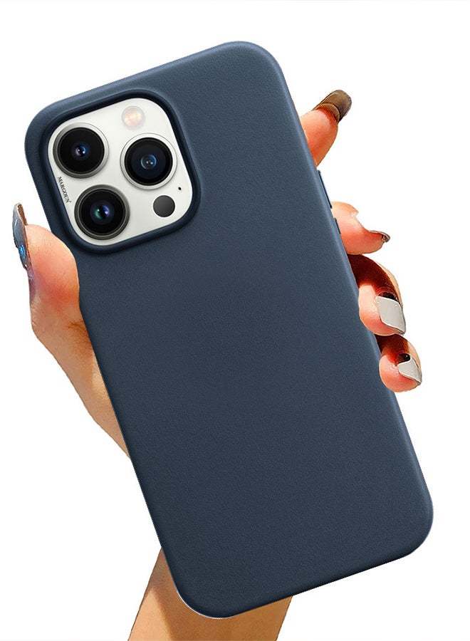 MARGOUN - Artificial Leather Protective Case Cover For iPhone 13 Pro Max Blue - Image 1