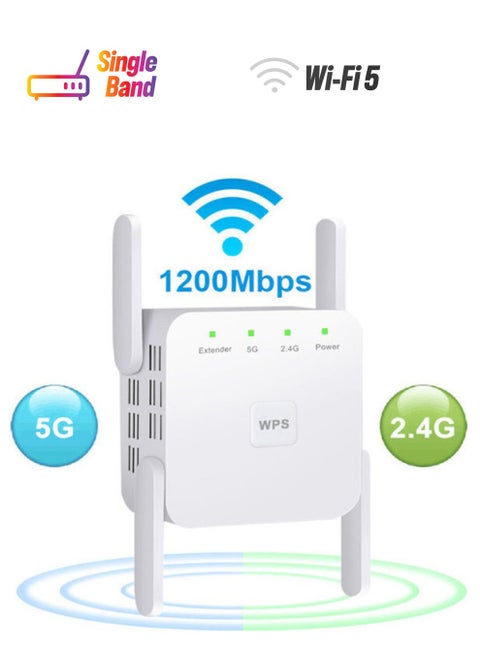 راوتر لاسلكي معزز لإشارة الواي فاي بتقنية 5G . أبيض