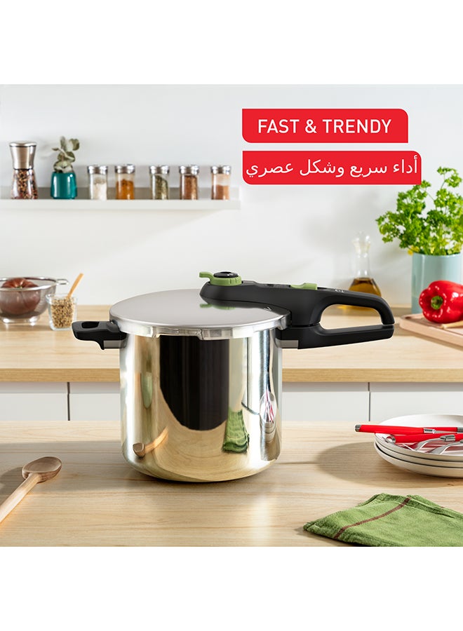 Tefal - TEFAL Secure Trendy 8L Pressure Cooker | Fast Cooking, Attractive Design | 2 Programs | Safe | Induction Compatible | 2 Years Warranty | P2584402 Stainless Steel 8Liters - Image 1