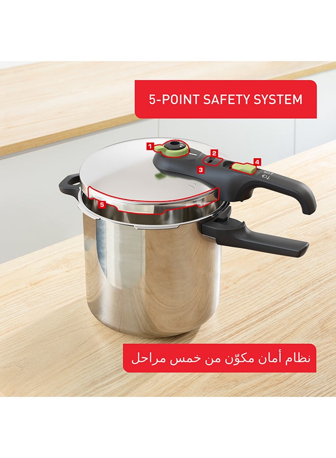 Tefal - TEFAL Secure Trendy 8L Pressure Cooker | Fast Cooking, Attractive Design | 2 Programs | Safe | Induction Compatible | 2 Years Warranty | P2584402 Stainless Steel 8Liters - Image 1