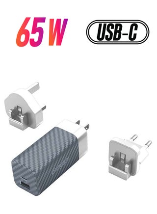 محول USB-C النهائي بقدرة 65 وات لأجهزة الكمبيوتر المحمولة وأجهزة الألعاب والأجهزة اللوحية والهواتف الذكية، توصيل الطاقة، منافذ USB-A من النوع C، مقابس متعددة، دبابيس الولايات المتحدة/المملكة المتحدة/الولايات المتحدة فضي - pnsku/N51035478A/45/_/1738233068/cd278603-c7ed-4f4b-9d0d-c2e3d2615f96