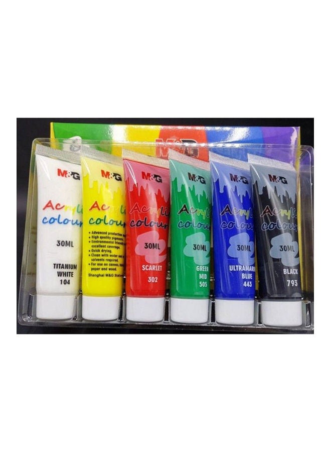 M&G Acrylic Basic Colours 6 Pcs Set Multicolour
