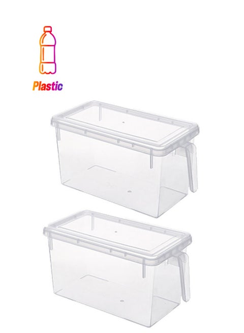 2-Piece Food Storage Boxes With Lids Clear 30 X 15 X 15cm